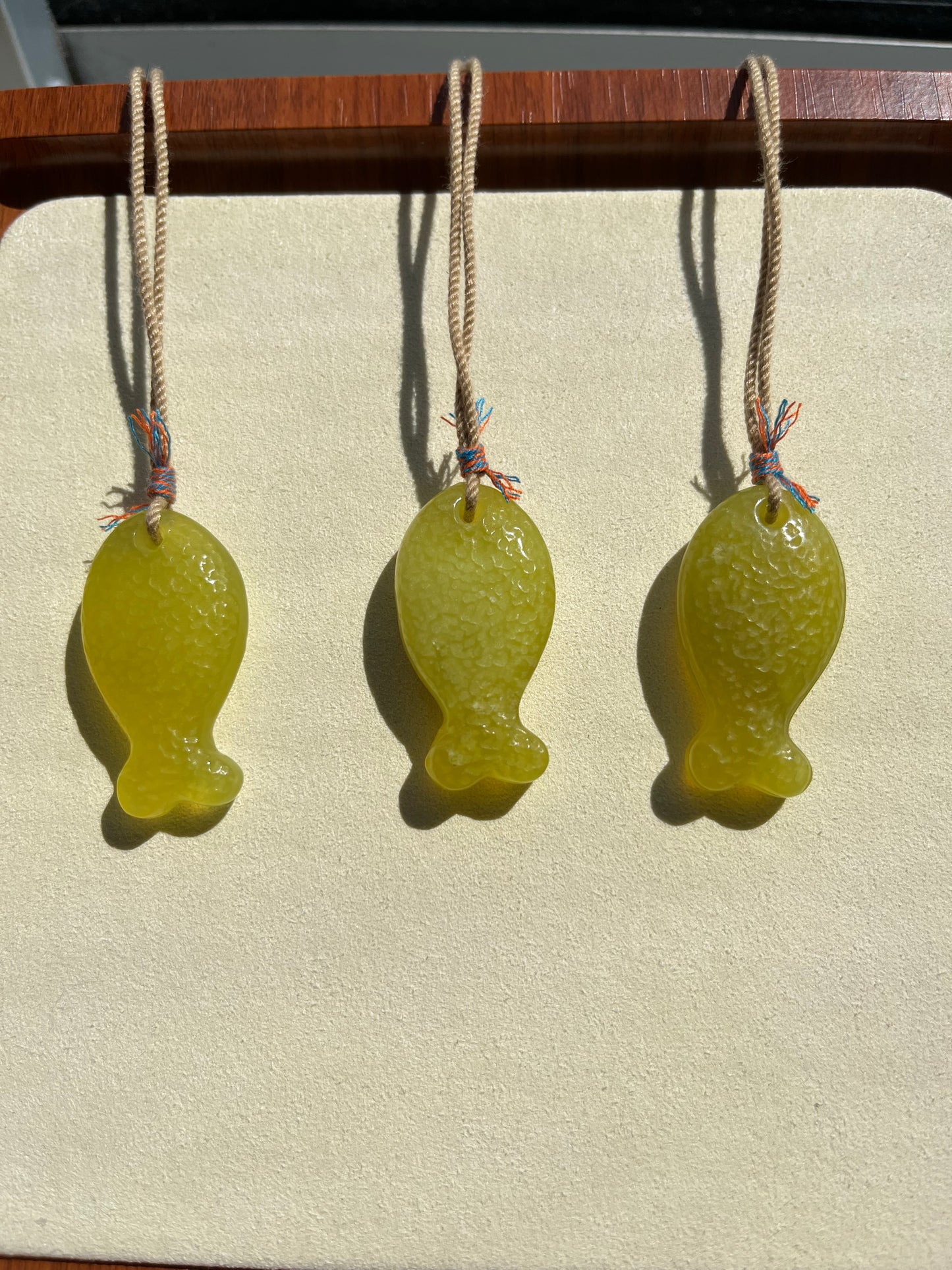 Yellow Xiu Jade Fish Necklace