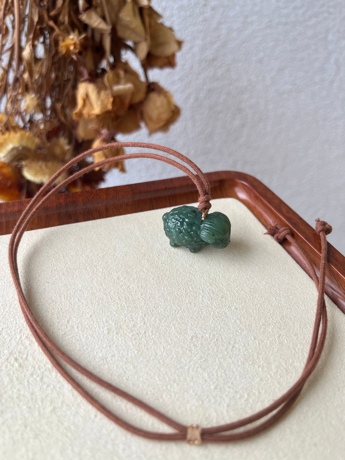 3D Carving Green Hetian Jade Sheep | 可爱碧玉小羊