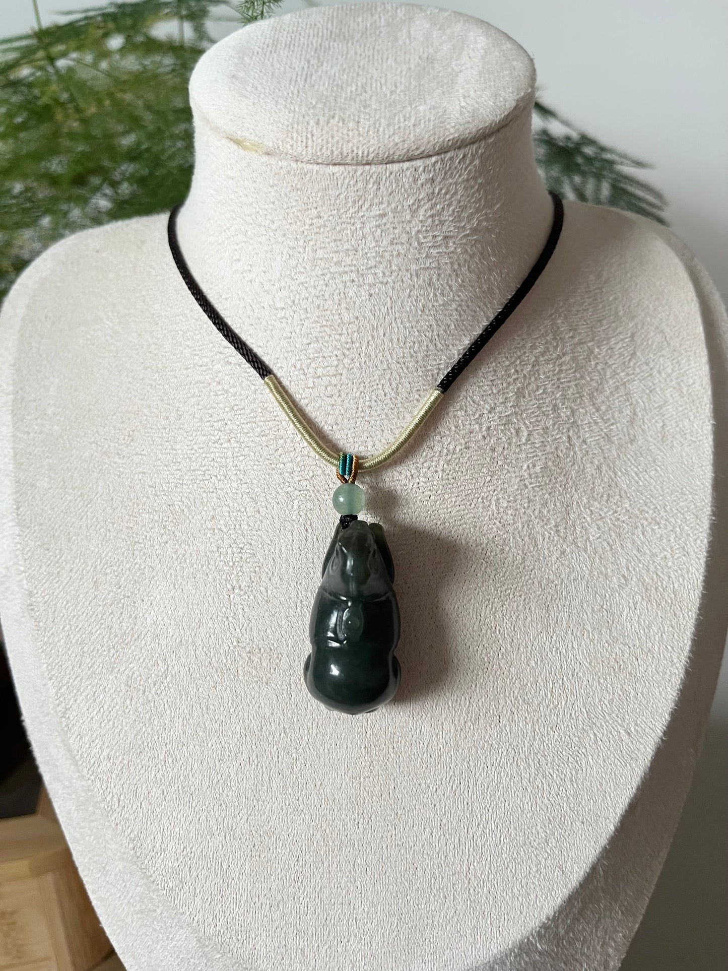 Dark Blue and Brown Hetian Jade Horse Pendant