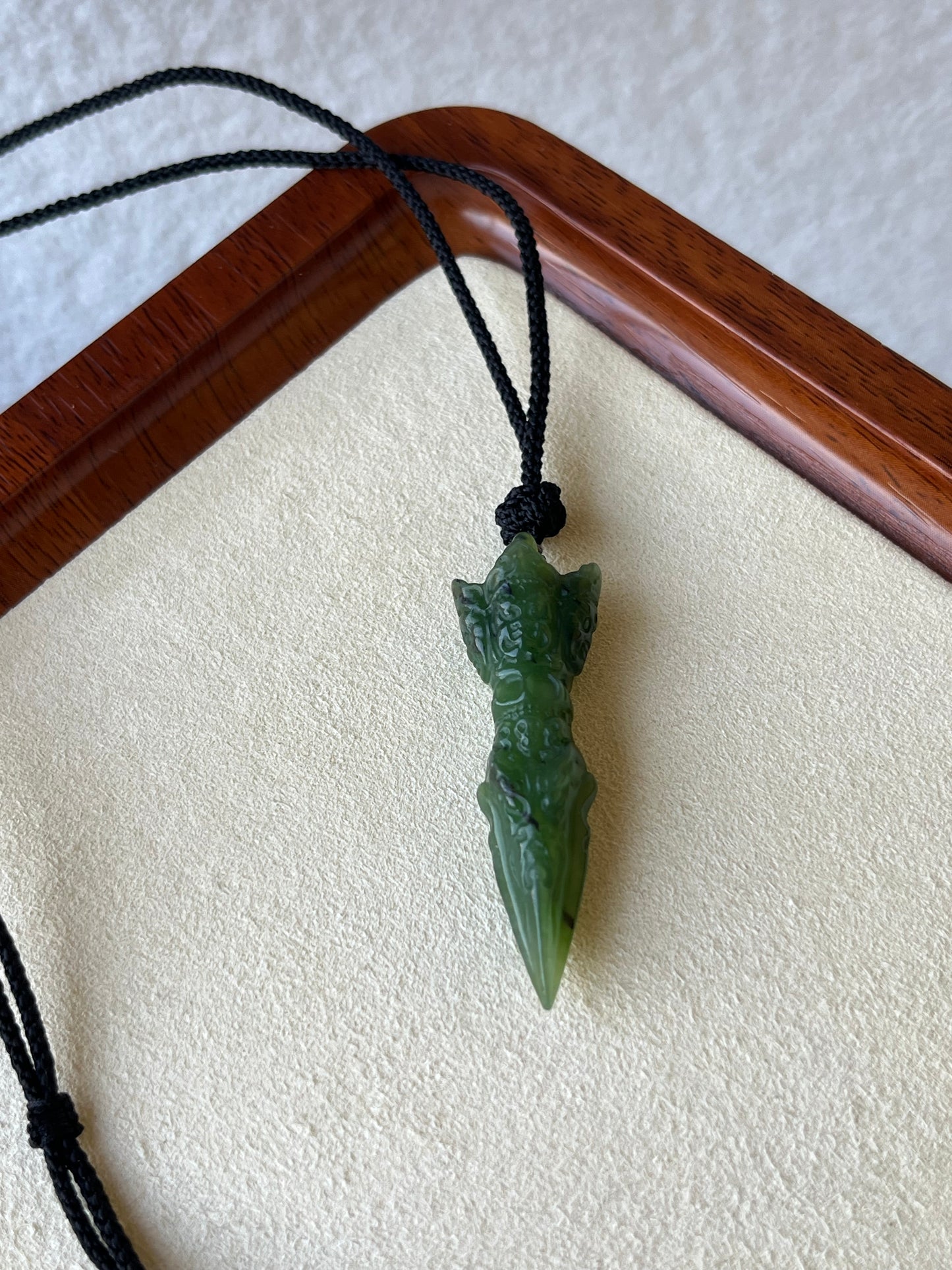 Green Hetian Jade Vajra Pendant