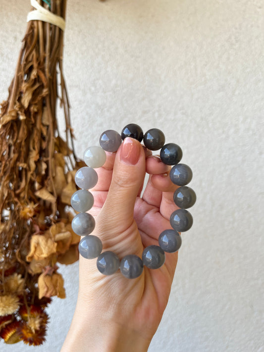 Hetian Jade Smoky Purple Gradient Beaded (12mm) Bracelet