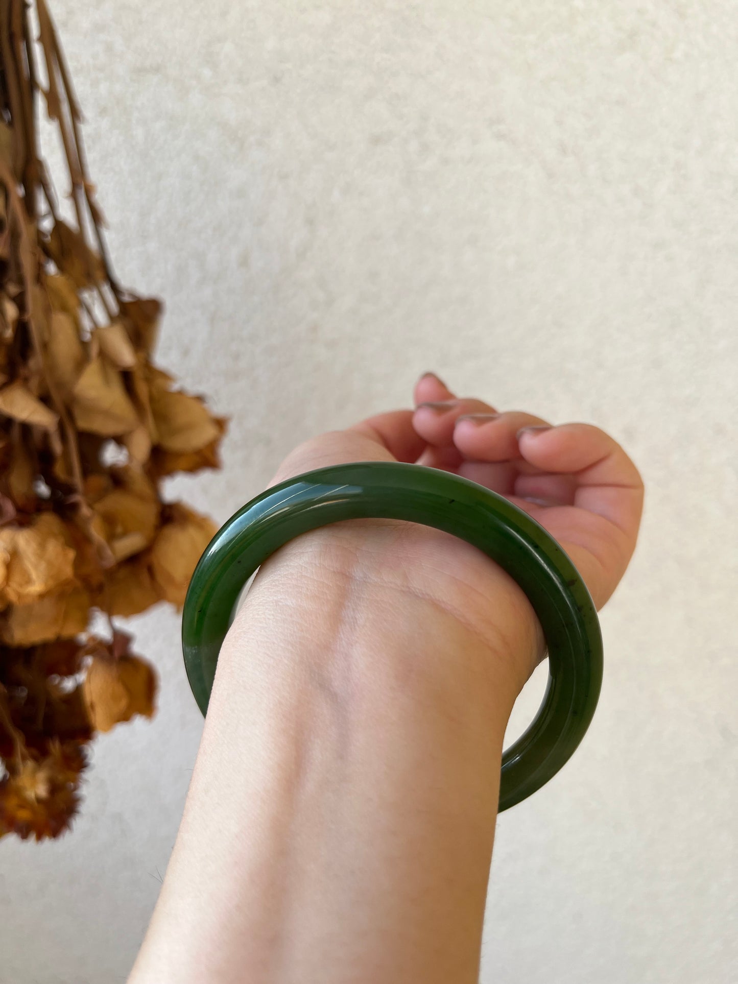 Green Hetian Jade Bangle 59mm | 碧玉手镯