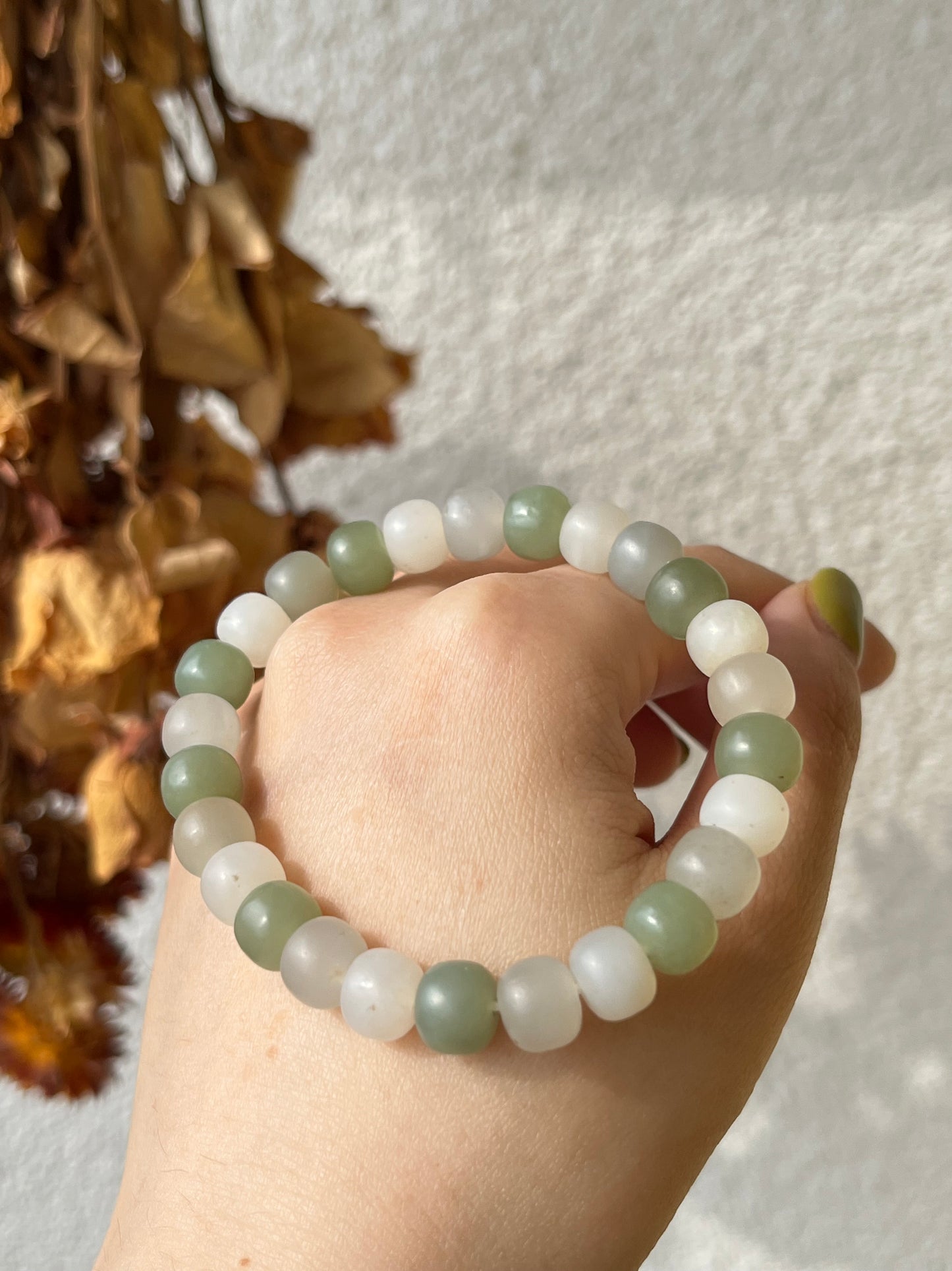 Multi-color Hetian Jade Beaded Bracelet | 小清新和田玉手串