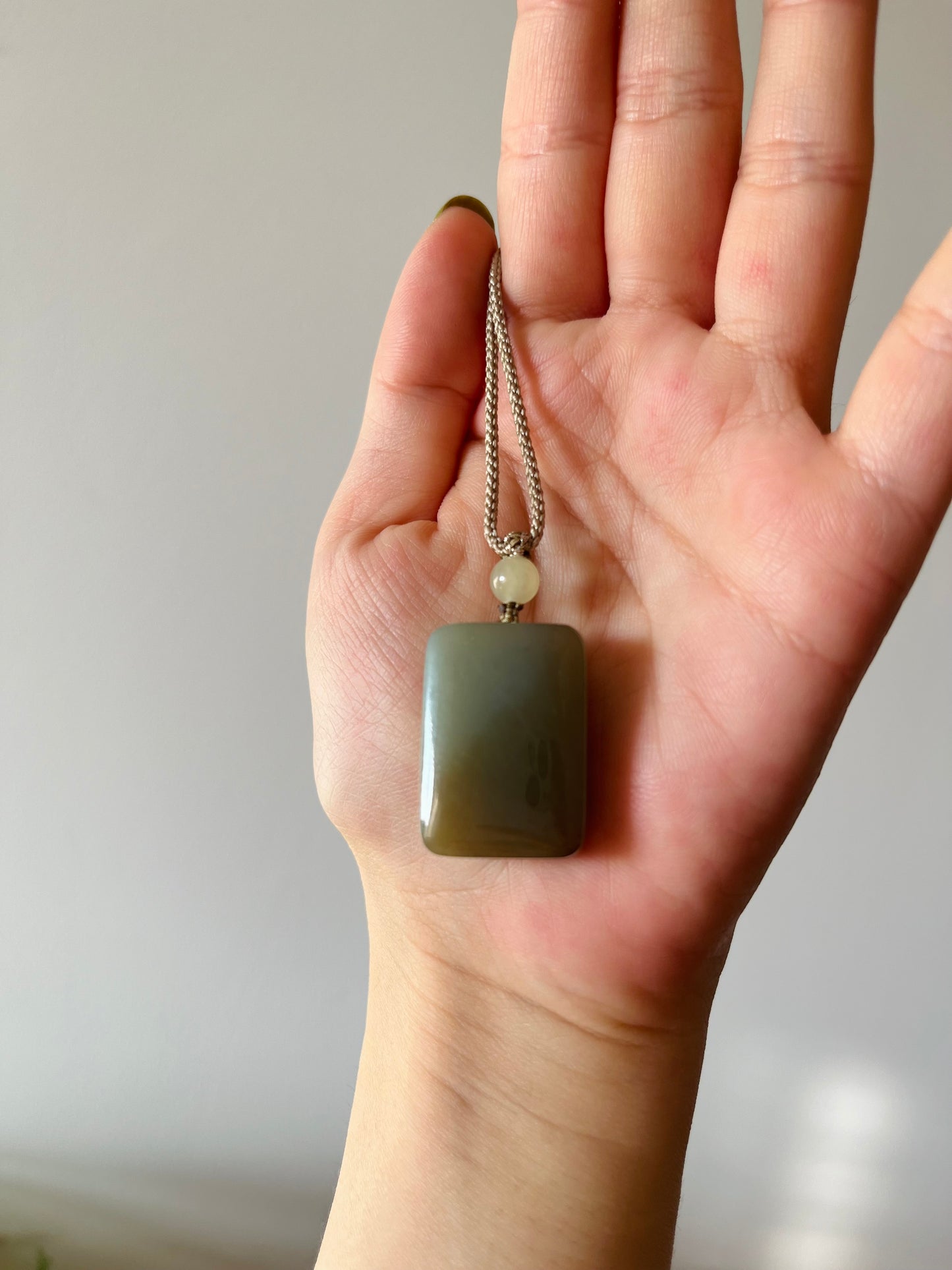Blue Hetian Jade Flat Pendant, 和田且末蓝小无事牌