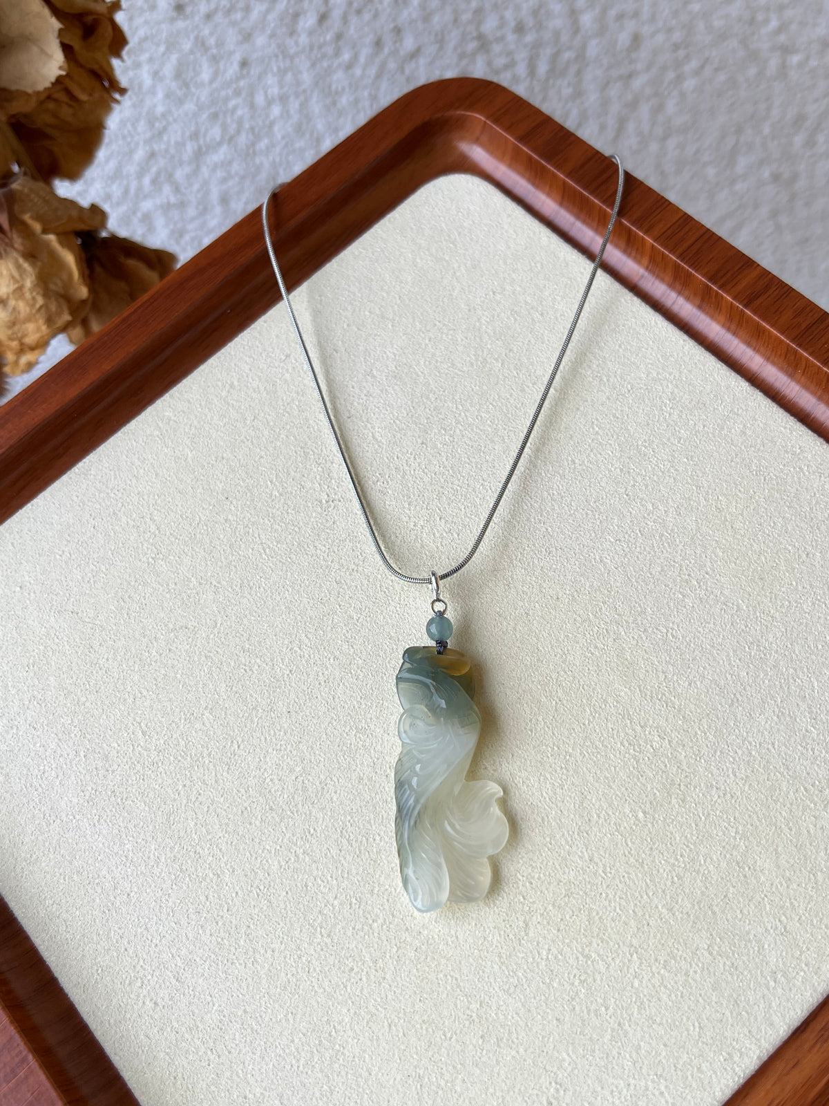 Hand Carved Xiu Jade Phoenix Pendant