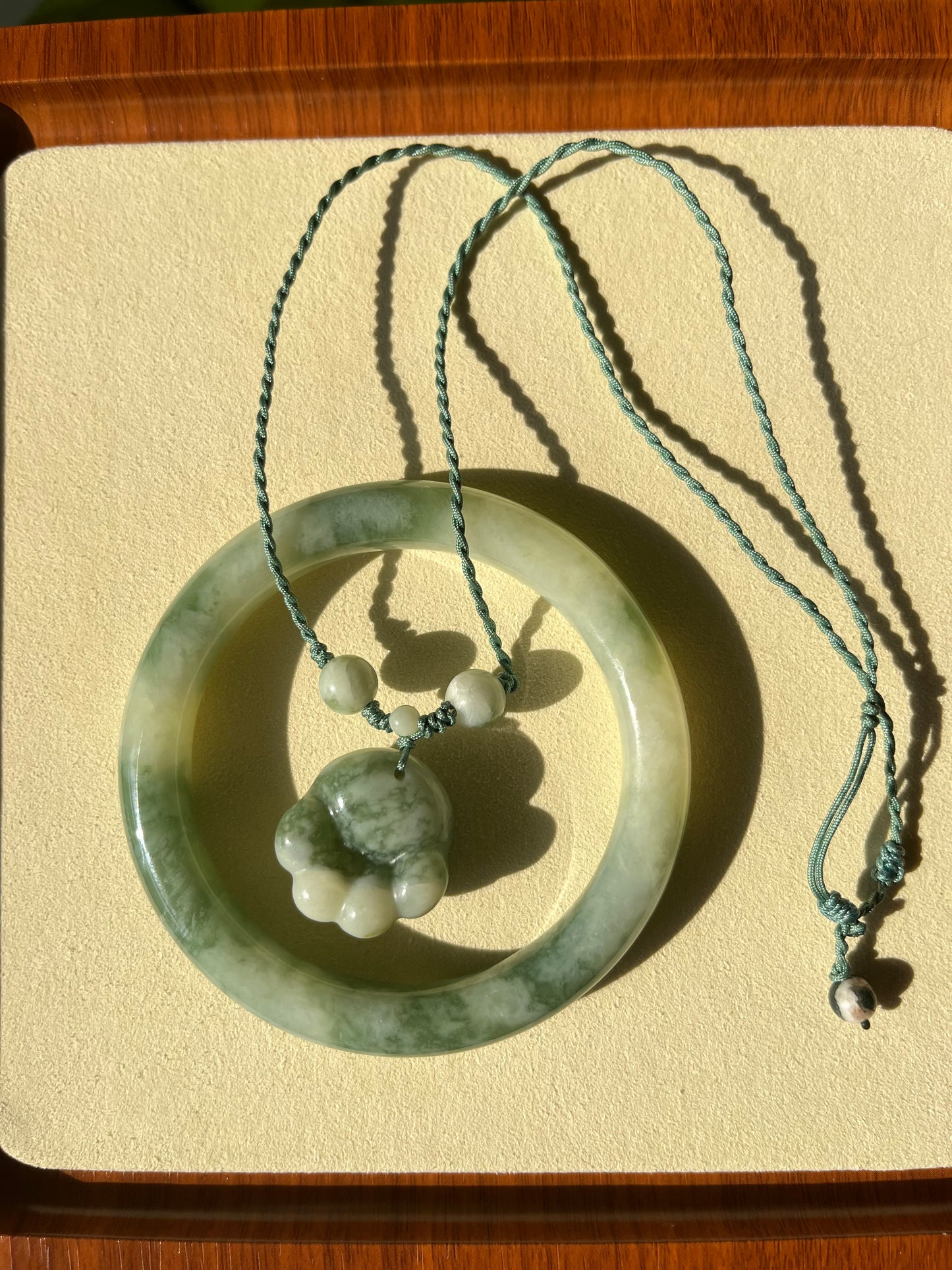 Xiu Jade Bangle and Cat Paw Necklace