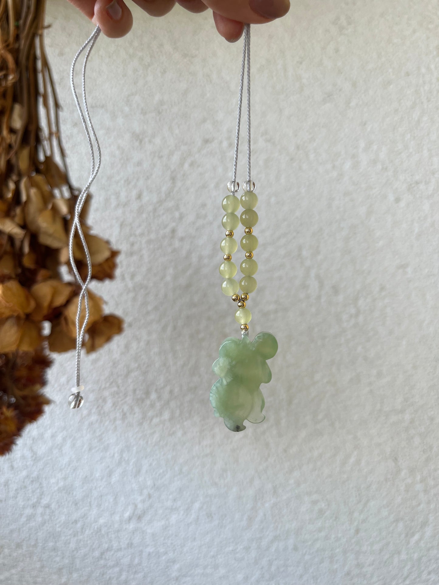 Hand Carved Xiu Jade Koi Fish Necklace