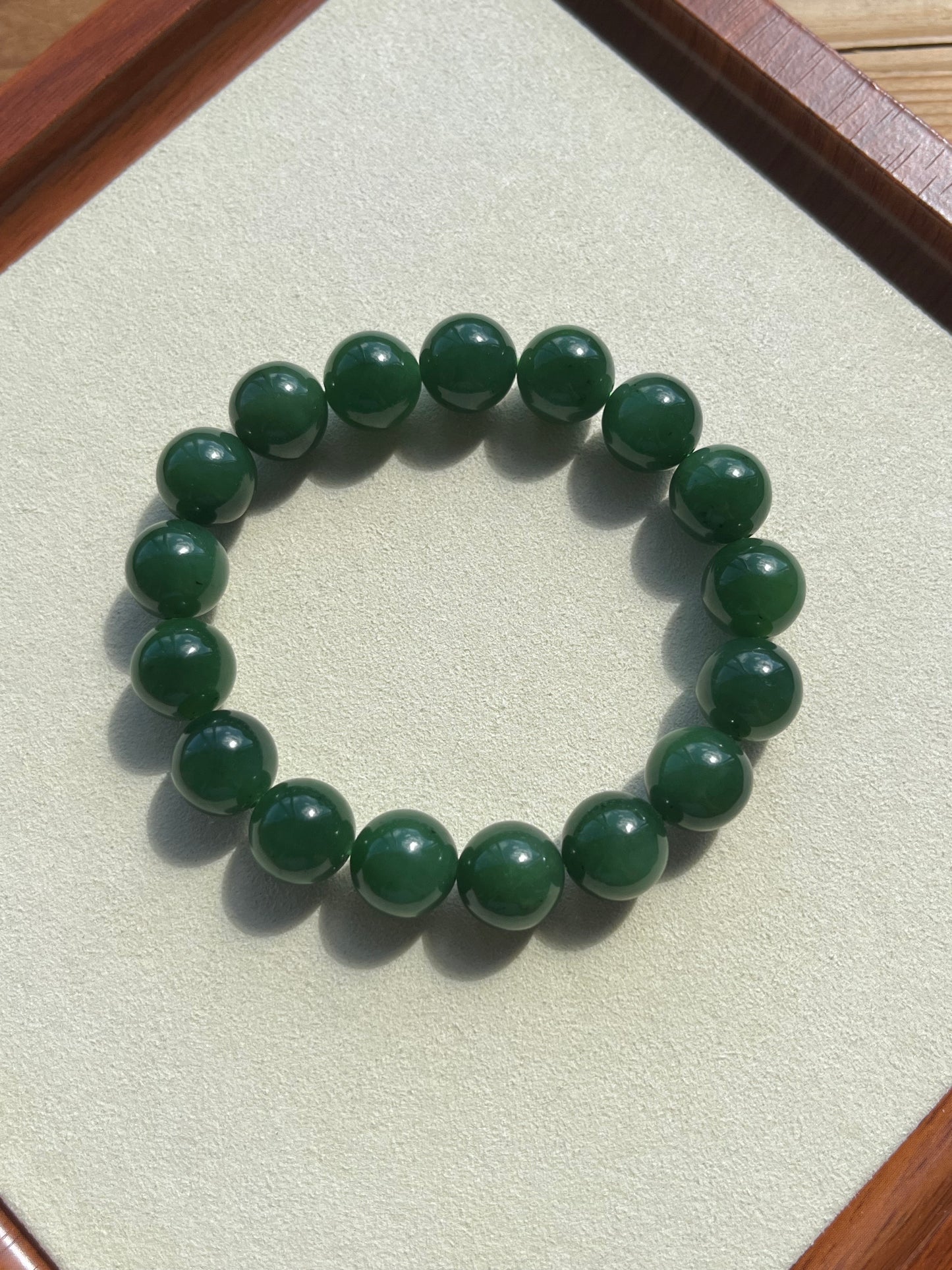 Green Hetian Jade Bracelet 12mm