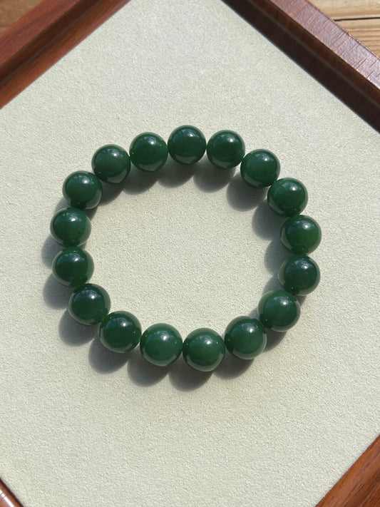 Green Hetian Jade Bracelet 12mm