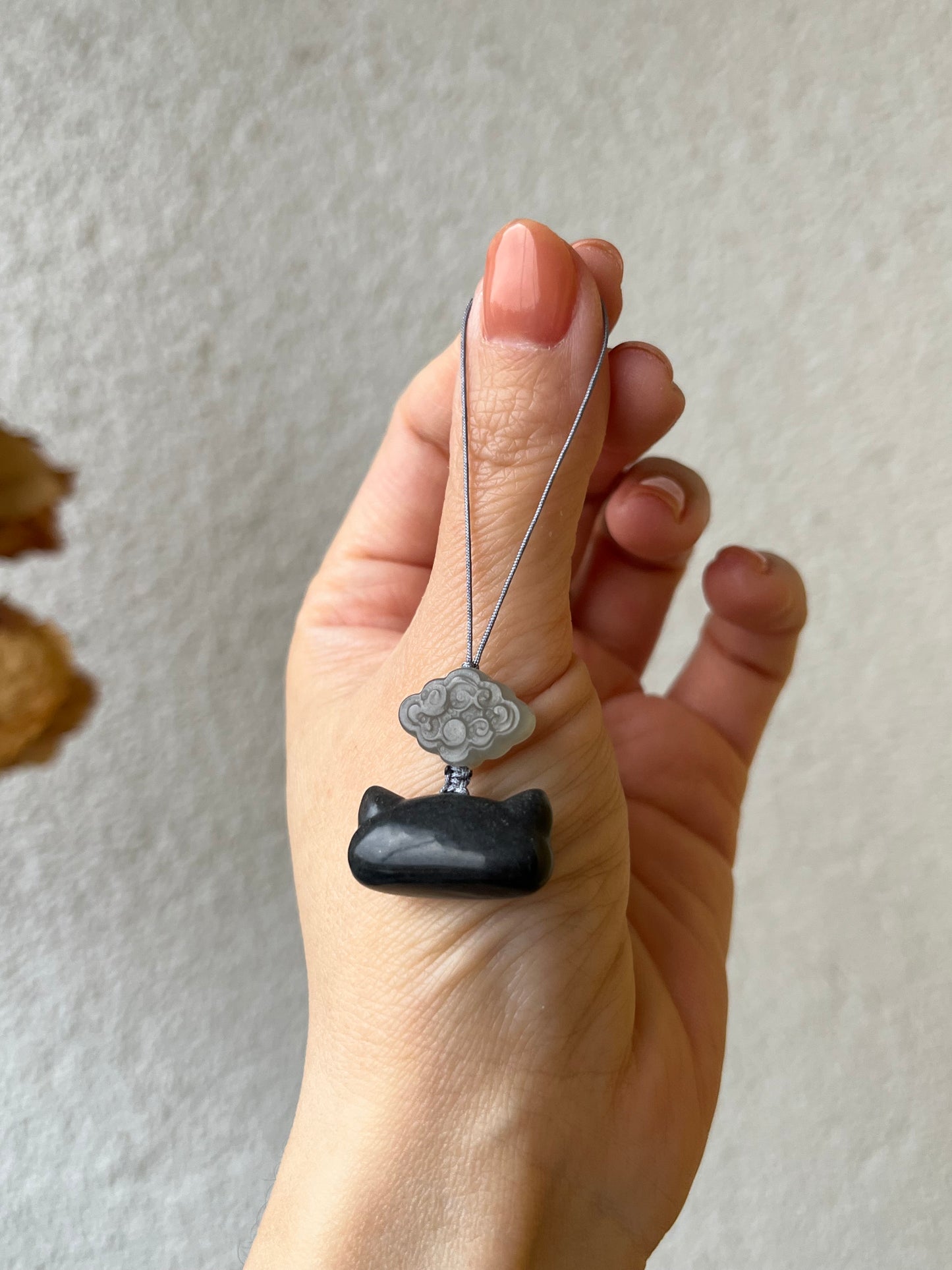 Hetian Jade Cat Phone Charm / Bag Charm | 和田玉小法棍猫手机链