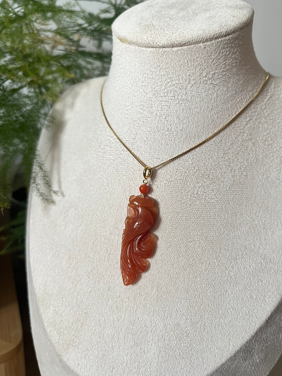 Hand Carved Xiu Jade Phoenix Pendant