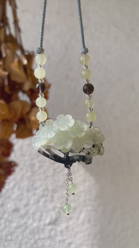 Hand Carved Xiu Jade Plum Blossom