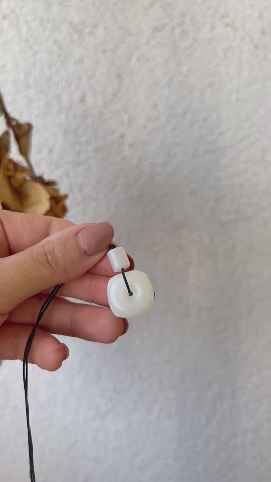 Small Mutton Fat Safety Buckle, PI Pendant | 新疆羊脂白小平安方扣