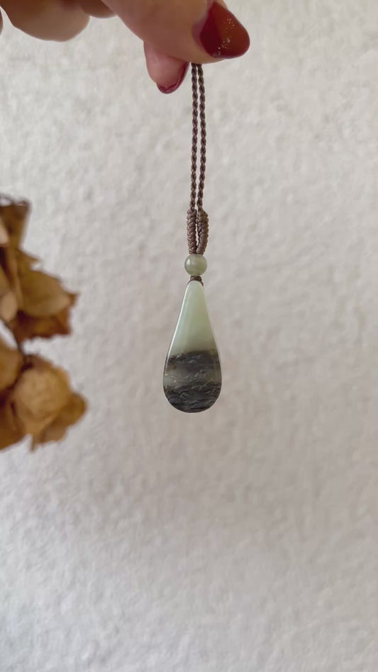 Small Hetian Jade Landscape Pendant | 和田青花小山水吊坠