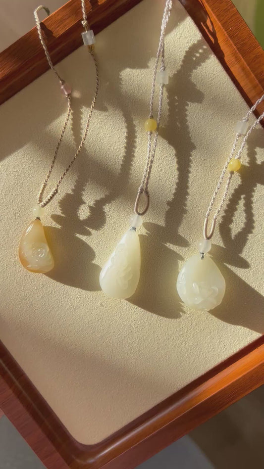 Hand Carved Irregular Shaped Hetian Jade Flowers