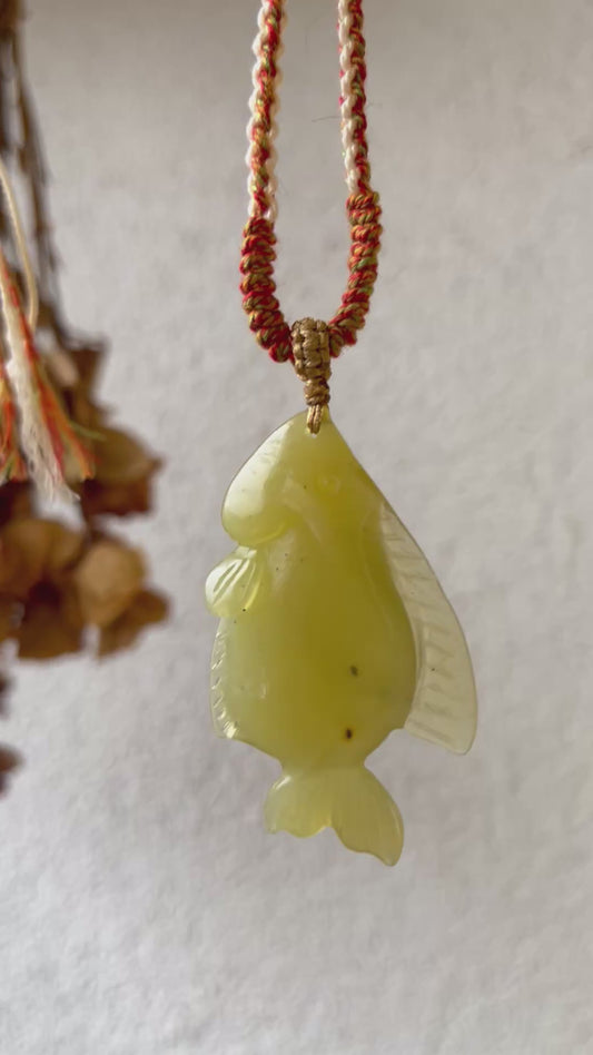 Hand Carved Xiu Jade Fish Pendant | 手雕岫玉鱼吊坠