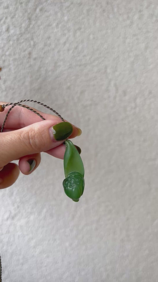 Hand Carved Green Hetian Jade Lotus